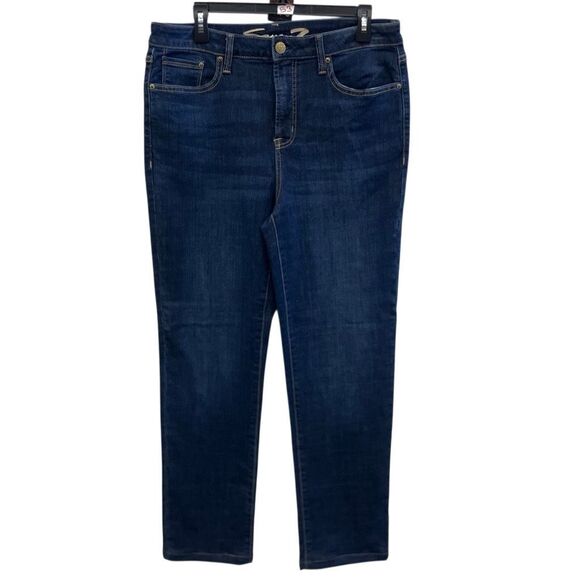 Seven7 high rise vintage straight dark wash non ripped jeans size 12 #740 - Picture 1 of 8